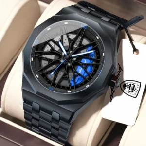 POEDAGAR 809 Luxury Luminous Men's Quartz Watch – Black Blue