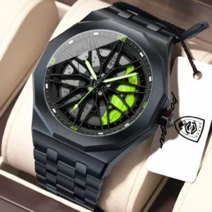 POEDAGAR 809 Luxury Luminous Men's Quartz Watch – Black Green